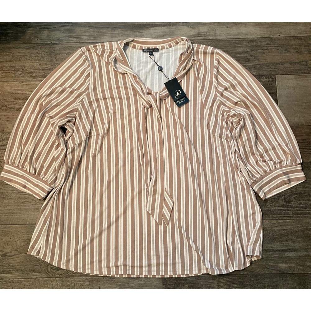 NEW Adrianna Papell  Women's Striped Blouse 3X